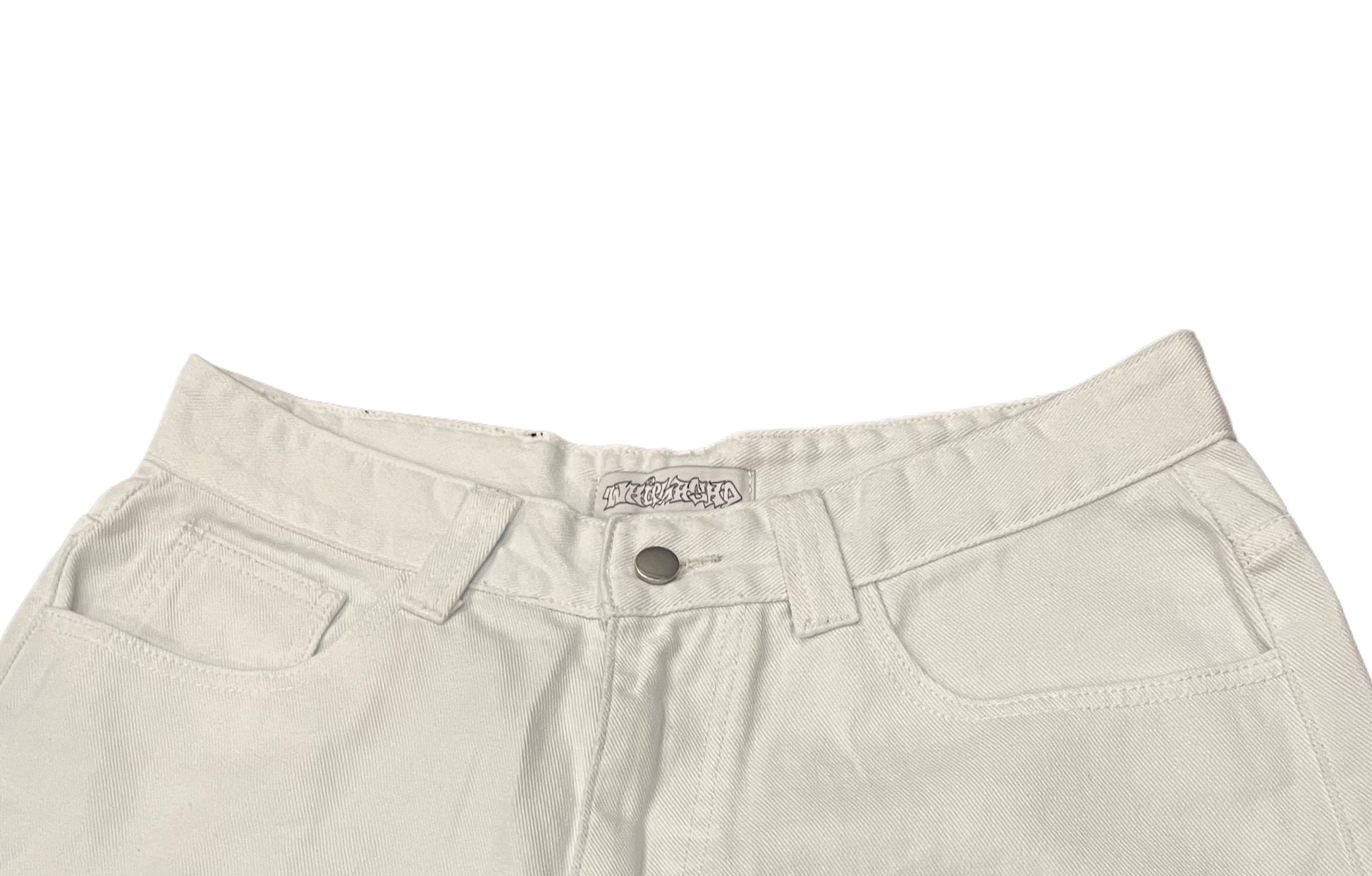 $20 WHITE BAGGY JEANS (SHIPS SAME WEEK)