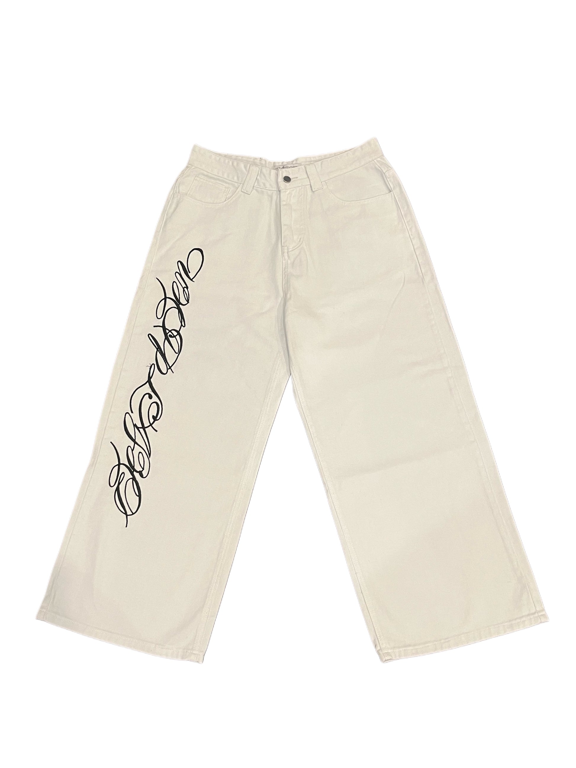 $20 WHITE BAGGY JEANS (SHIPS SAME WEEK)